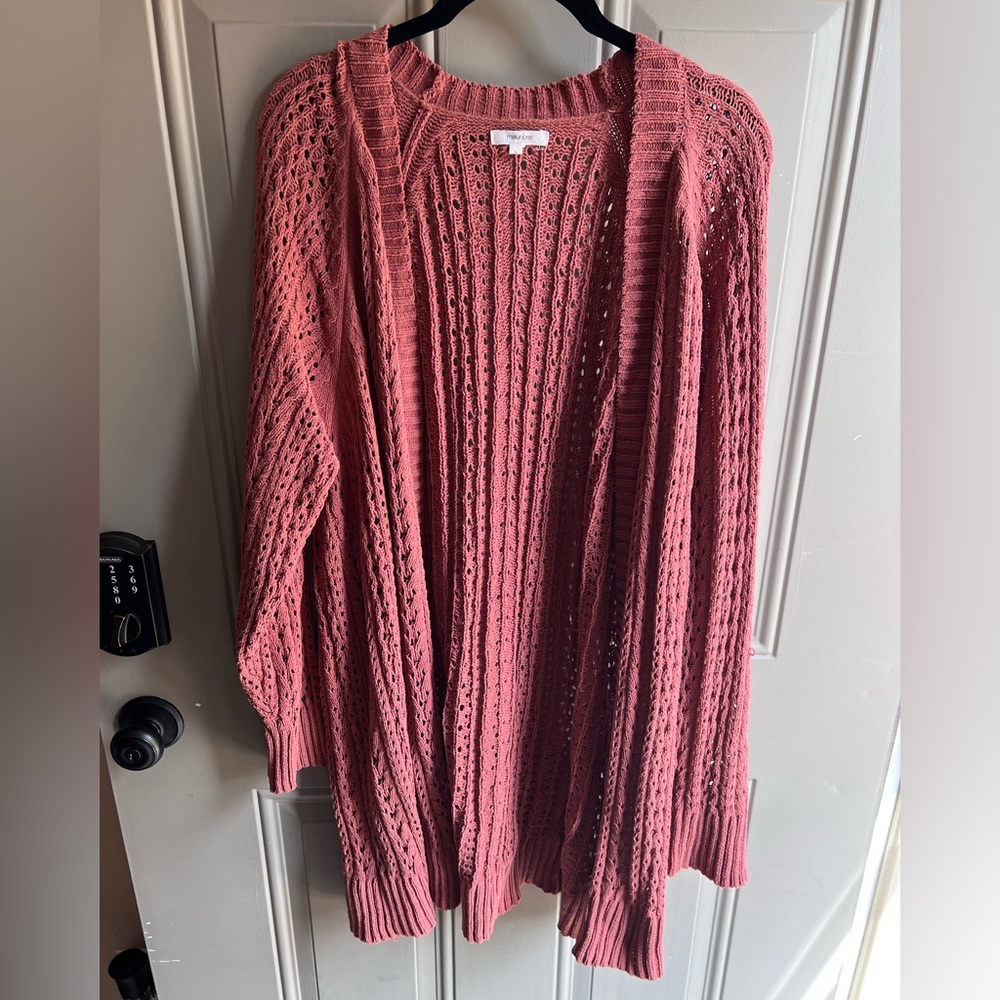 Coral Pink Cardigan Sweater XXL